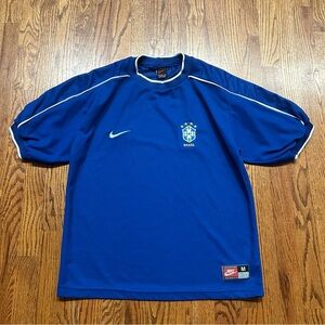 Vintage Nike Brazil 1998/2000 Away Blue Jersey Football Soccer Mens Medium